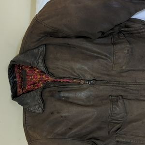 Vintage leather bomber jacket